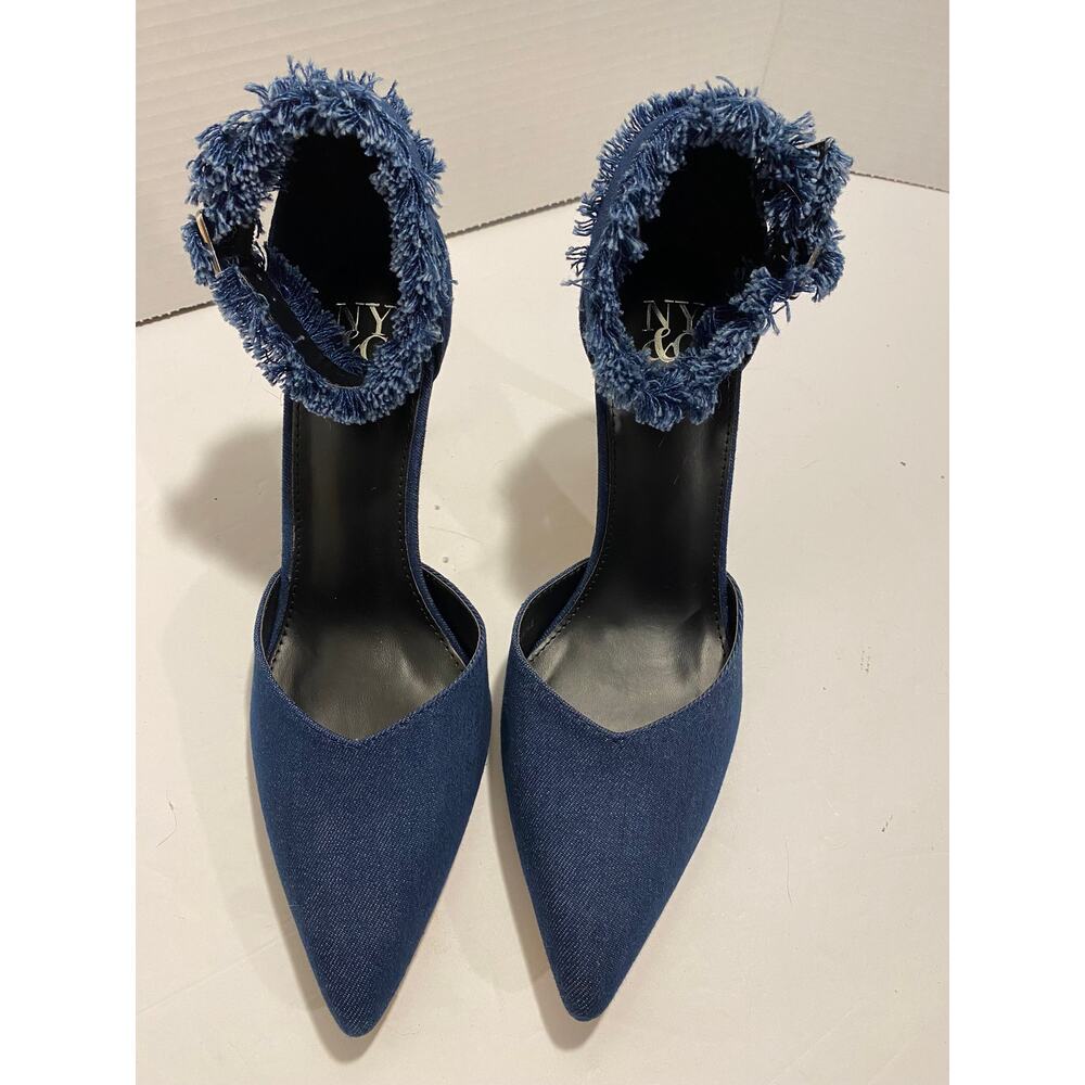 New York and Company Zoya Women's Pumps, 3 1/2 inch stilettos, Denim, Size 9